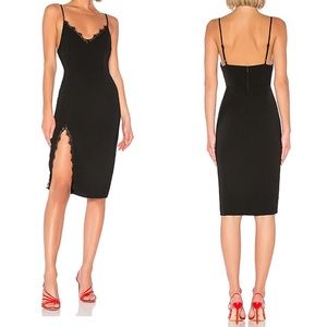 Revolve Black Dress Lace Midi Slit Tank LBD Women